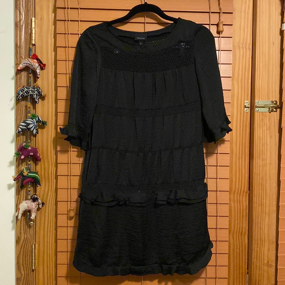 Crochet and Ruffles Black Mini